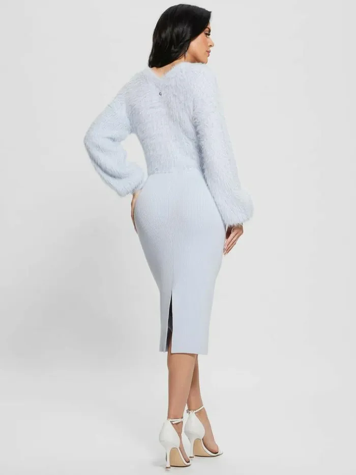 Women GUESS Dresses and Jumpsuits Kari VNeck Sweater Dress Sky High Multi