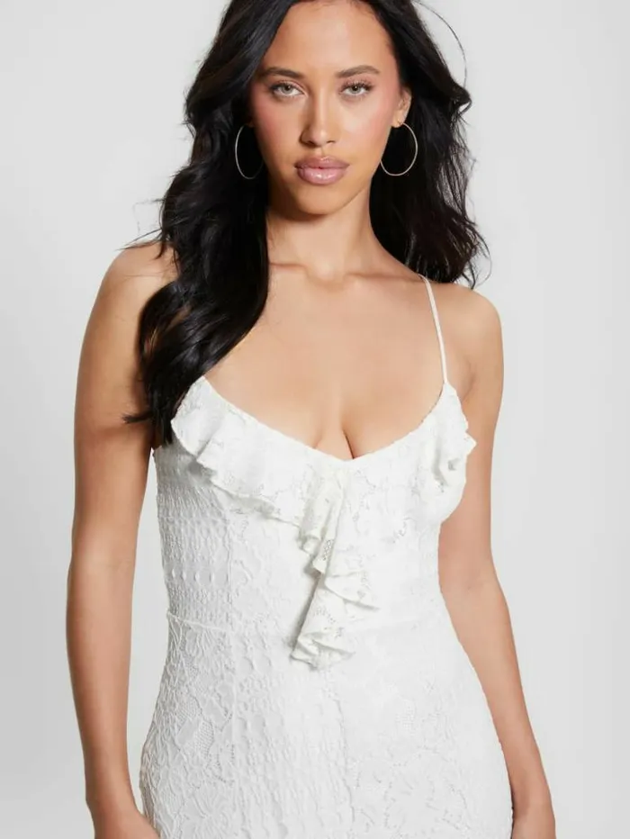 Women GUESS Dresses and Jumpsuits Kellie Lace Maxi Dress Cream White