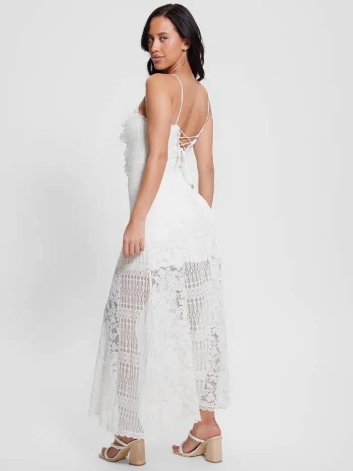 Women GUESS Dresses and Jumpsuits Kellie Lace Maxi Dress Cream White