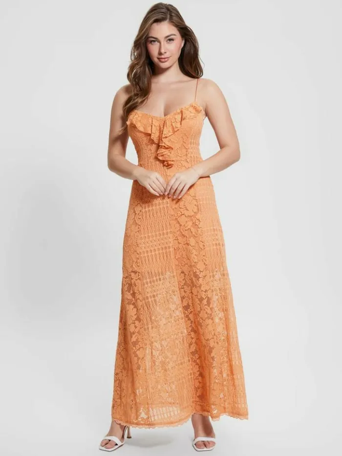 Women GUESS Dresses and Jumpsuits Kellie Lace Maxi Dress Sweet Peach