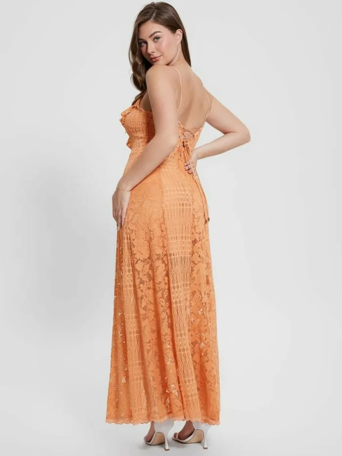 Women GUESS Dresses and Jumpsuits Kellie Lace Maxi Dress Sweet Peach