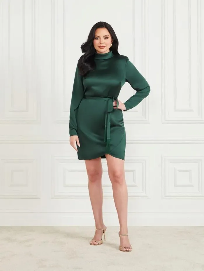 Women GUESS Dresses and Jumpsuits Kier Satin Dress Alpine Grove