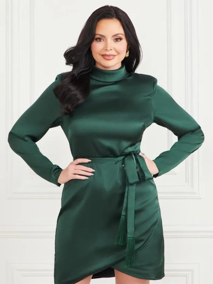 Women GUESS Dresses and Jumpsuits Kier Satin Dress Alpine Grove