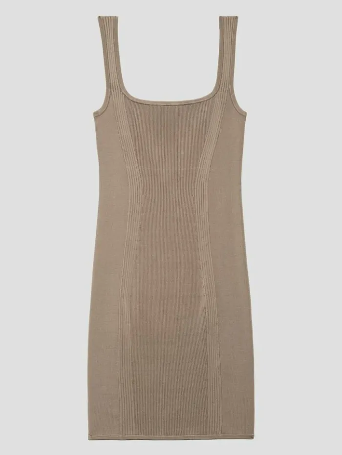 Women GUESS Dresses and Jumpsuits Lucia RibKnit Mini Dress Silk Taupe