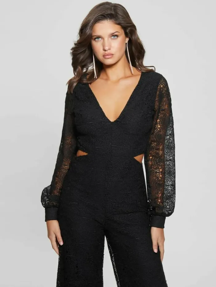 Women GUESS Dresses and Jumpsuits Megan Lace Jumpsuit Black