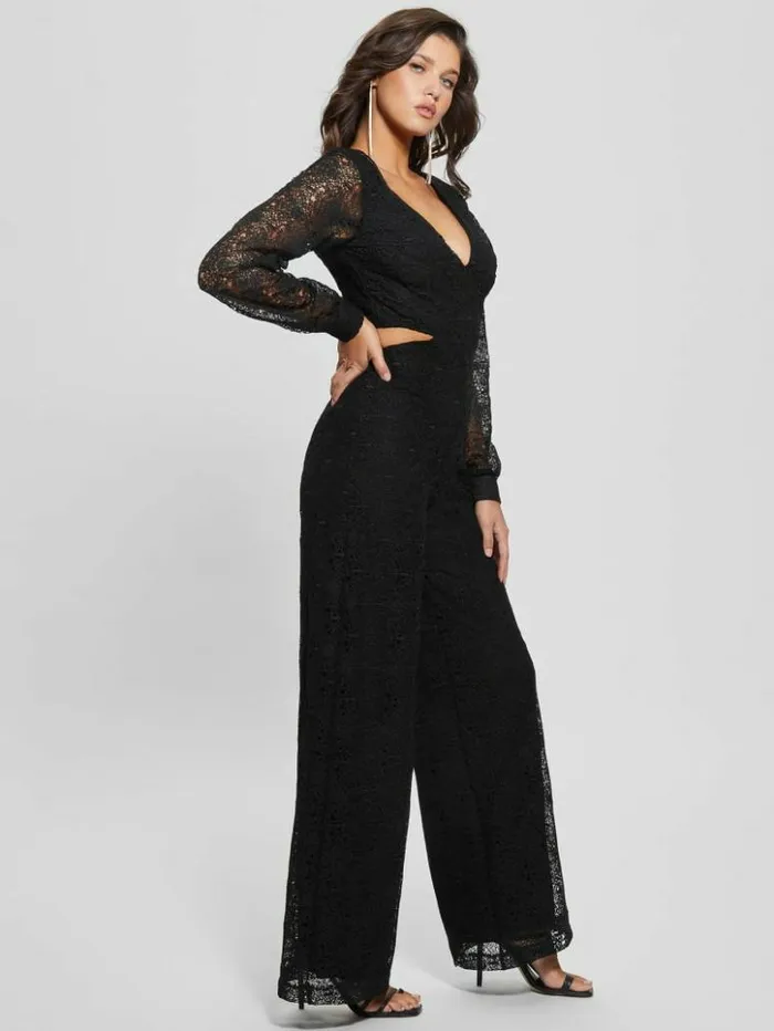Women GUESS Dresses and Jumpsuits Megan Lace Jumpsuit Black