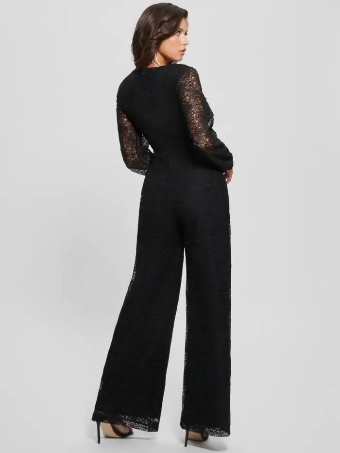 Women GUESS Dresses and Jumpsuits Megan Lace Jumpsuit Black