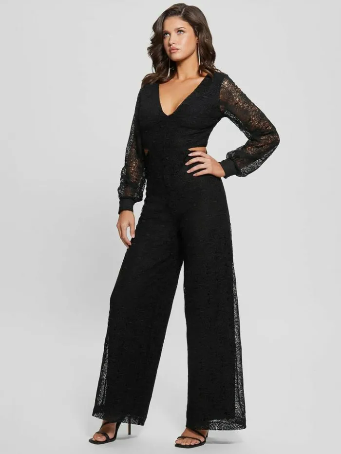 Women GUESS Dresses and Jumpsuits Megan Lace Jumpsuit Black