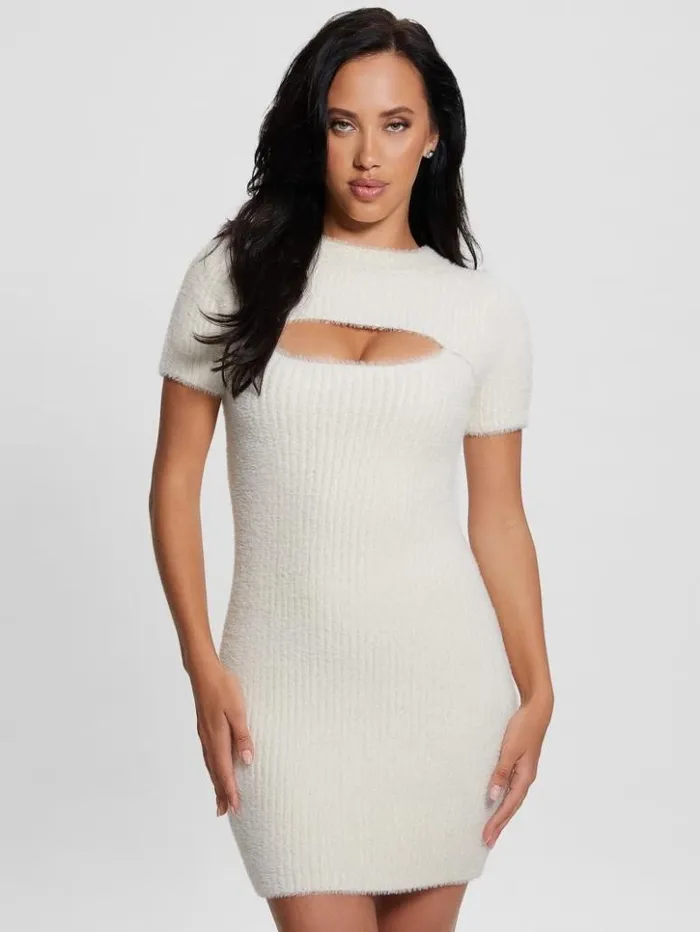 Women GUESS Dresses and Jumpsuits Meteor Detached Sleeve Knit Dress Dove White Women GUESS Dresses and Jumpsuits Meteor Detached Sleeve Knit Dress Dove White