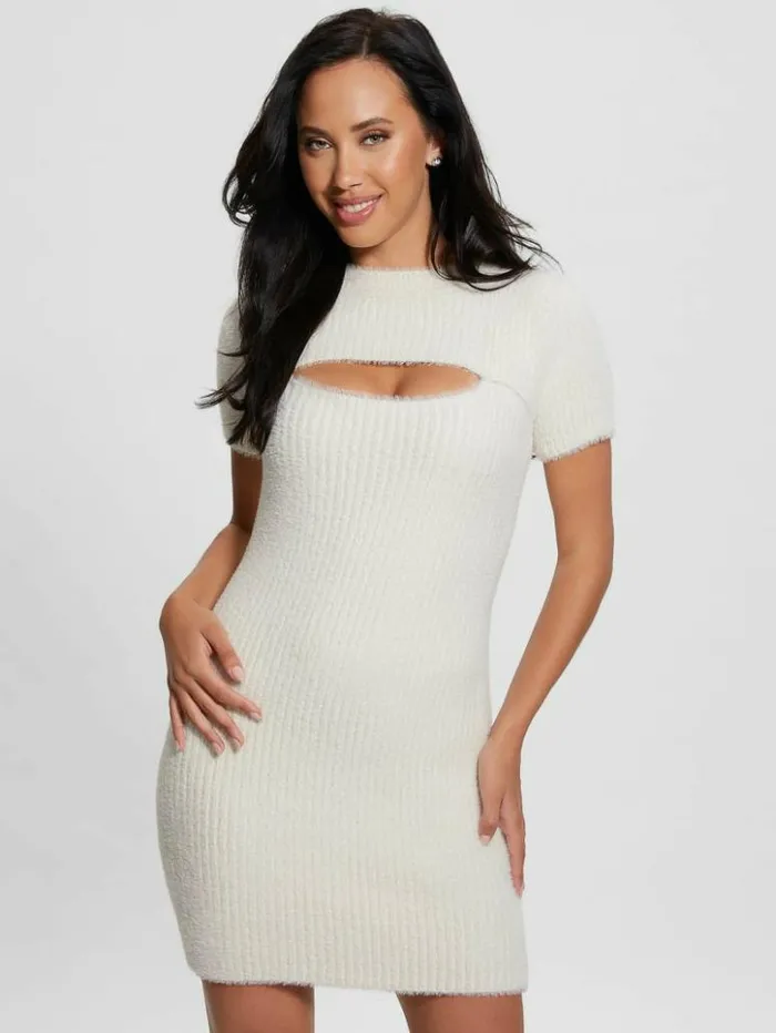Women GUESS Dresses and Jumpsuits Meteor Detached Sleeve Knit Dress Dove White Women GUESS Dresses and Jumpsuits Meteor Detached Sleeve Knit Dress Dove White