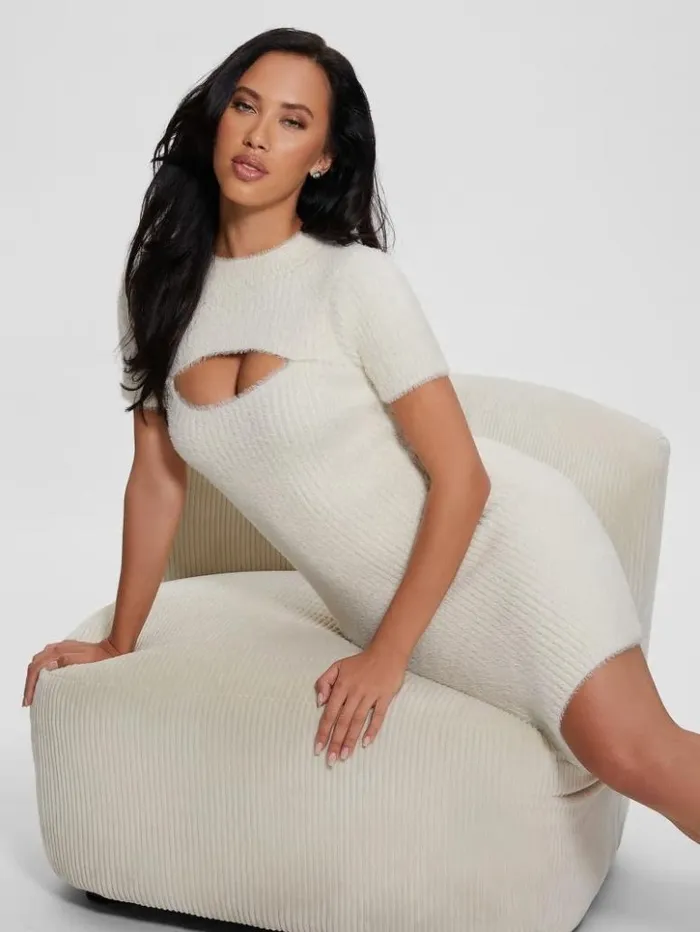 Women GUESS Dresses and Jumpsuits Meteor Detached Sleeve Knit Dress Dove White Women GUESS Dresses and Jumpsuits Meteor Detached Sleeve Knit Dress Dove White