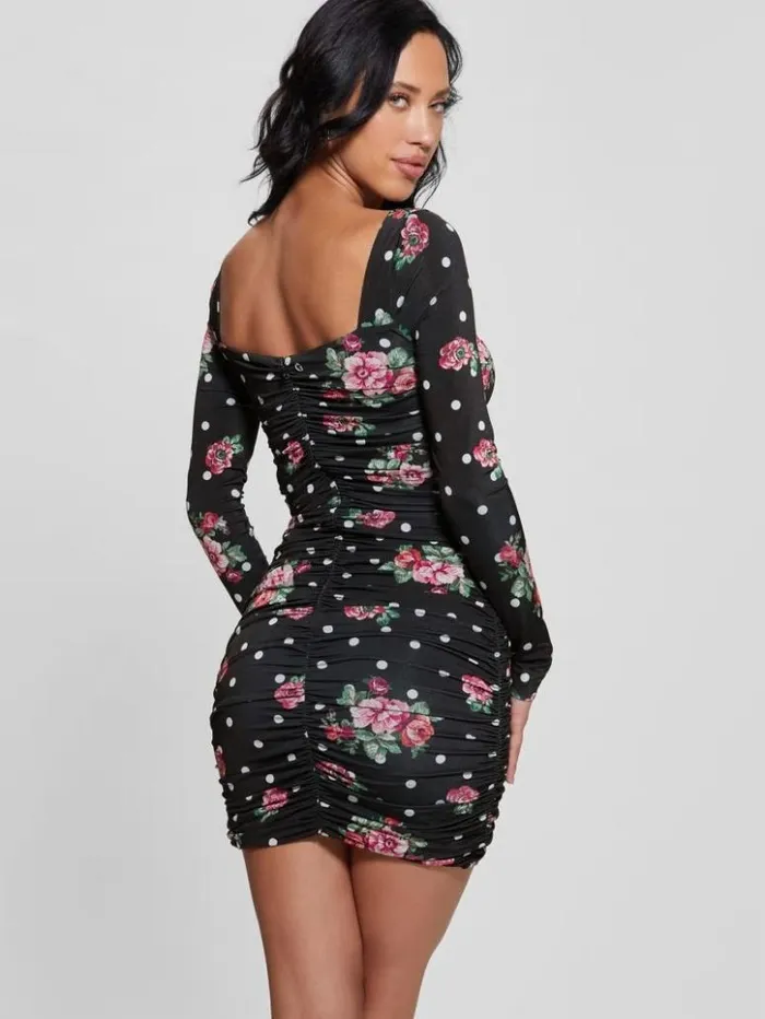 Women GUESS Dresses and Jumpsuits Milena Bodycon Dress Flower Polka Dots