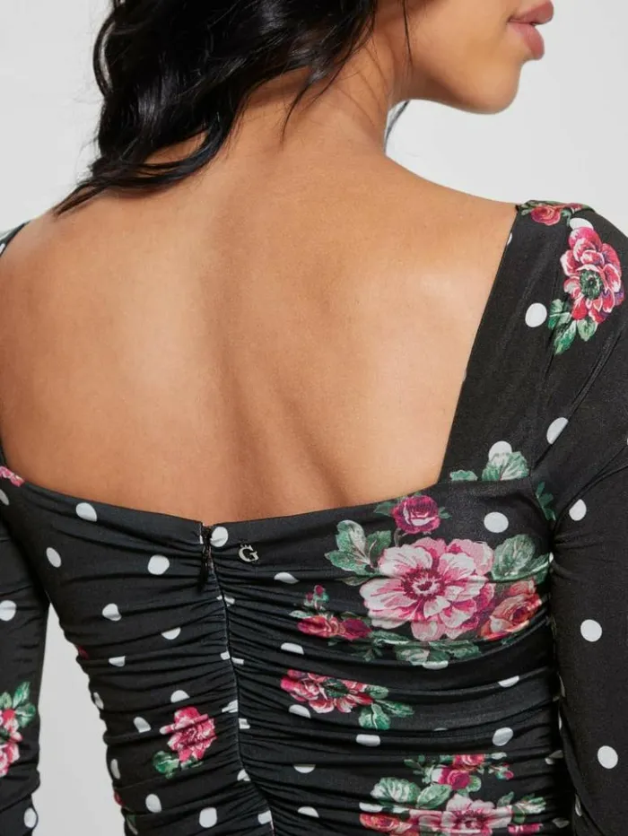 Women GUESS Dresses and Jumpsuits Milena Bodycon Dress Flower Polka Dots