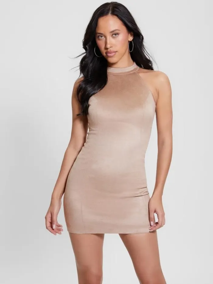 Women GUESS Dresses and Jumpsuits Naomi Halter FauxSuede Dress Summer Clay