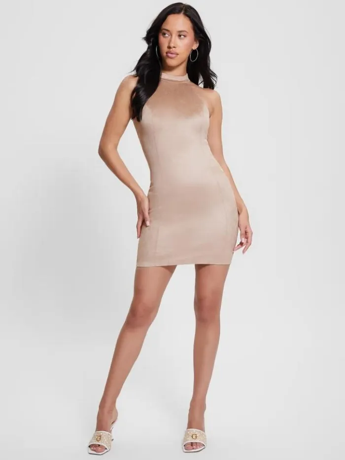 Women GUESS Dresses and Jumpsuits Naomi Halter FauxSuede Dress Summer Clay