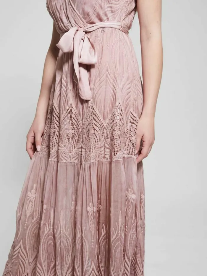 Women GUESS Dresses and Jumpsuits Pam Embroidered Long Dress Vintage Blush Multi Women GUESS Dresses and Jumpsuits Pam Embroidered Long Dress Vintage Blush Multi