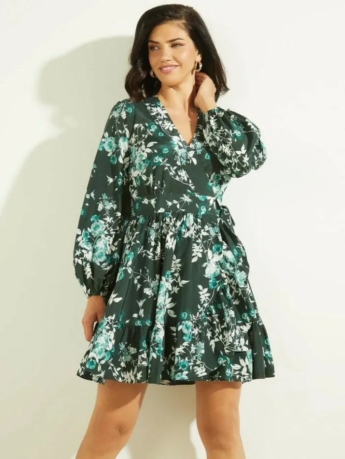 Women GUESS Dresses and Jumpsuits Petal Pose Wrap Dress Petal Pose Chenille Green Women GUESS Dresses and Jumpsuits Petal Pose Wrap Dress Petal Pose Chenille Green