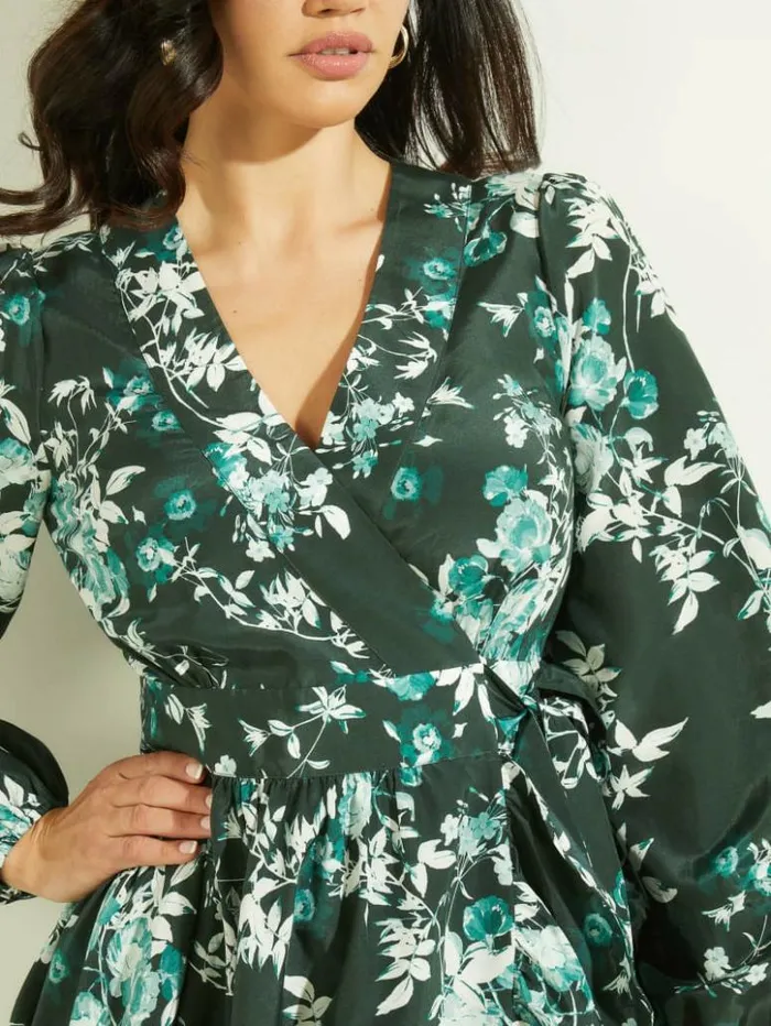 Women GUESS Dresses and Jumpsuits Petal Pose Wrap Dress Petal Pose Chenille Green Women GUESS Dresses and Jumpsuits Petal Pose Wrap Dress Petal Pose Chenille Green