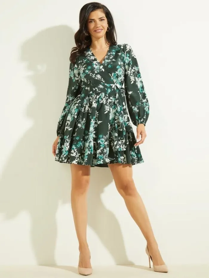 Women GUESS Dresses and Jumpsuits Petal Pose Wrap Dress Petal Pose Chenille Green Women GUESS Dresses and Jumpsuits Petal Pose Wrap Dress Petal Pose Chenille Green