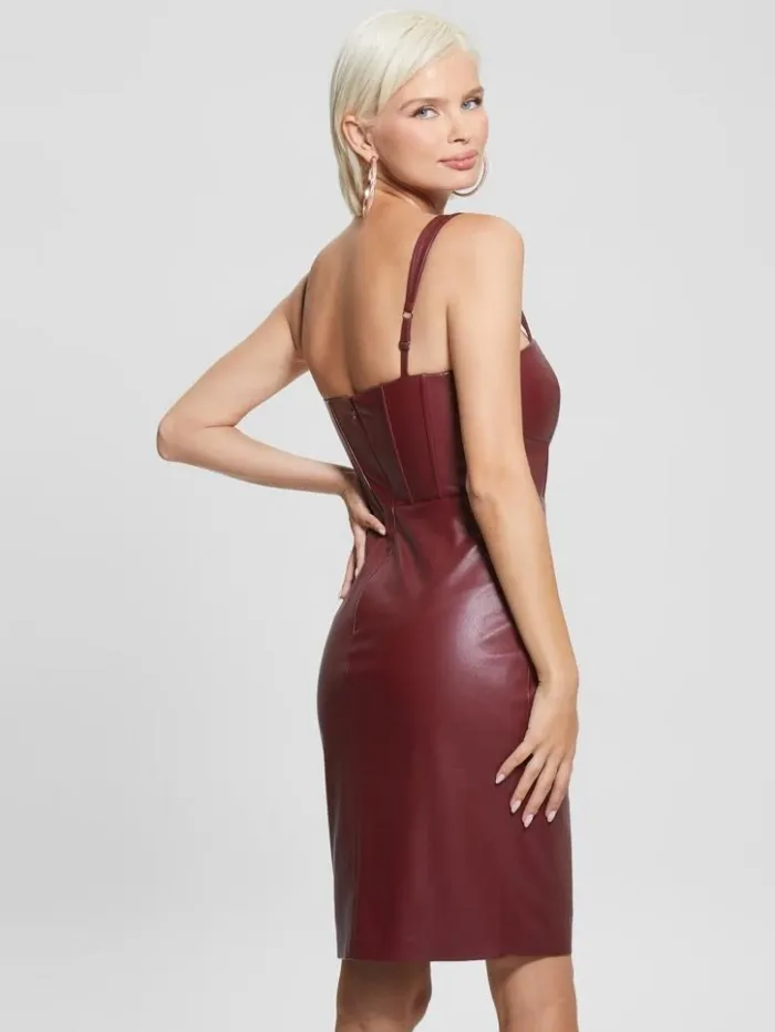 Women GUESS Dresses and Jumpsuits Reid FauxLeather Dress Mystic Wine Multi