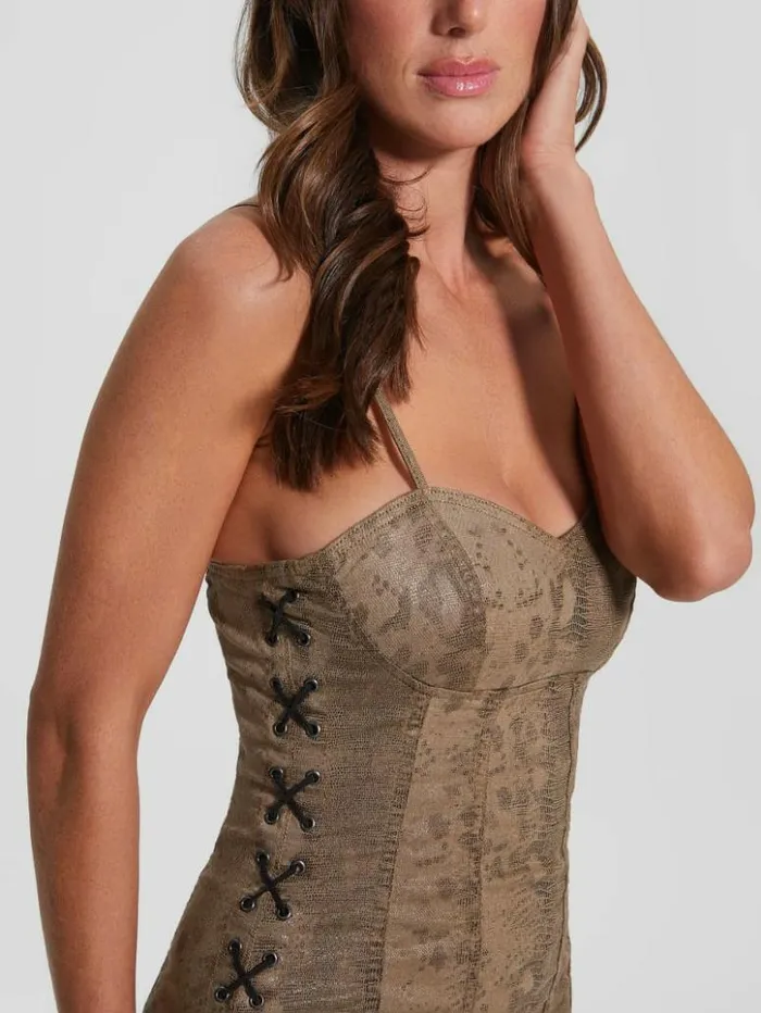 Women GUESS Dresses and Jumpsuits Rio Dress Brown Snake