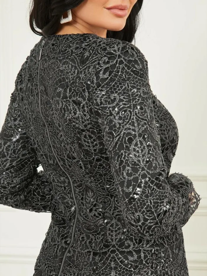 Women GUESS Dresses and Jumpsuits Shimmy Lace Dress Jet Black Multi