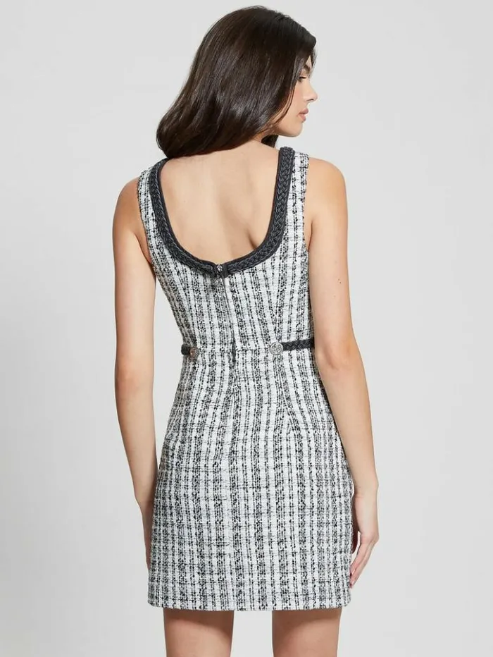 Women GUESS Dresses and Jumpsuits Tosca Braid Dress Black And White Boucle Co Women GUESS Dresses and Jumpsuits Tosca Braid Dress Black And White Boucle Co