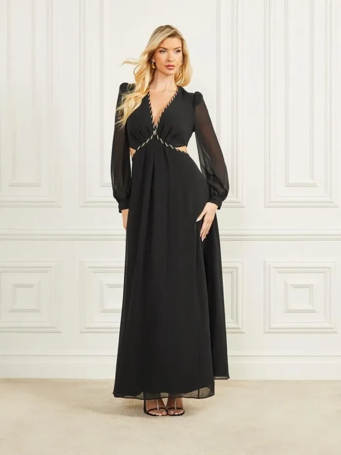 Women GUESS Dresses and Jumpsuits Ursula Mesh Gown Black