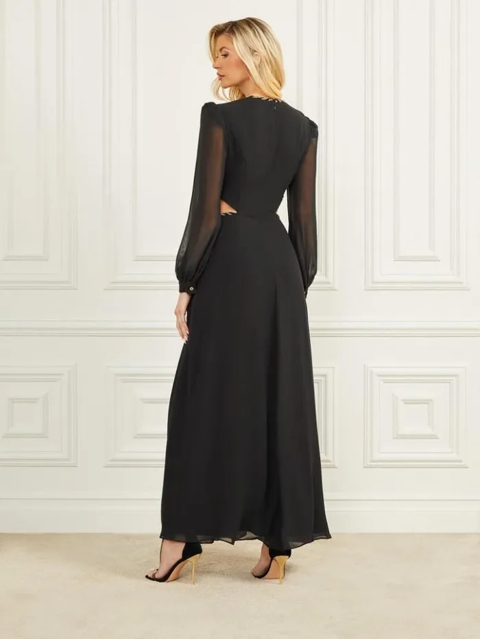 Women GUESS Dresses and Jumpsuits Ursula Mesh Gown Black