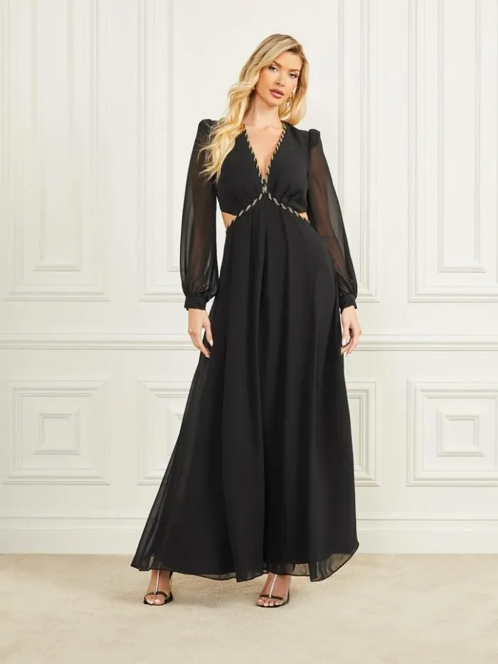 Women GUESS Dresses and Jumpsuits Ursula Mesh Gown Black