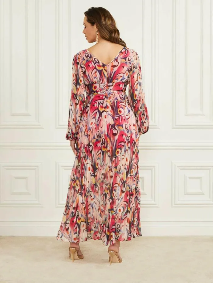 Women GUESS Dresses and Jumpsuits Wonderland Pleated Maxi Dress Wonderland Print Women GUESS Dresses and Jumpsuits Wonderland Pleated Maxi Dress Wonderland Print