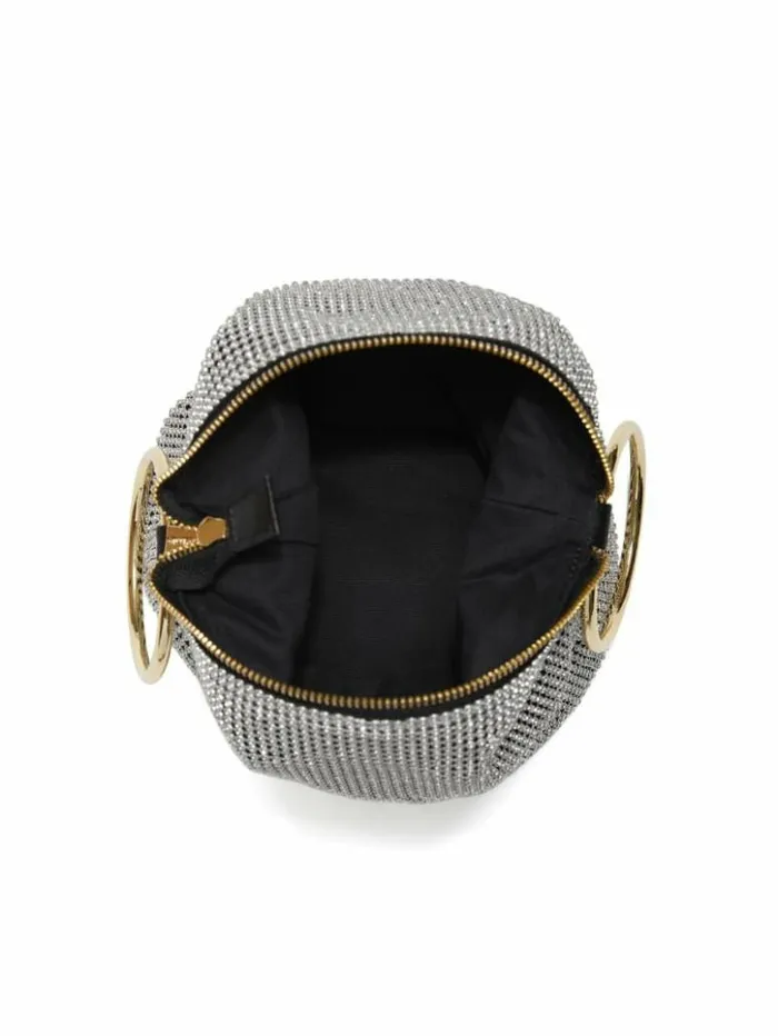 Women GUESS Handbags Crystal Mesh Bag Silvergold