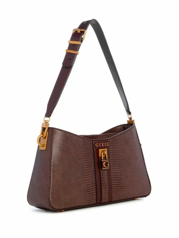 Women GUESS Handbags Ginevra Elite Shoulder Bag Brown