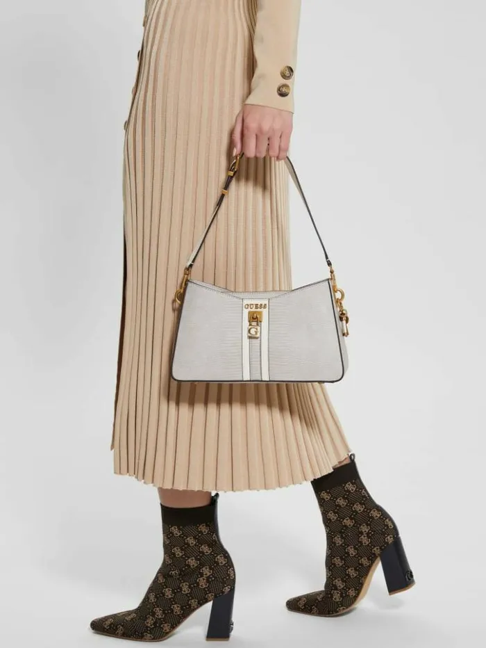 Women GUESS Handbags Ginevra Elite Shoulder Bag Taupe