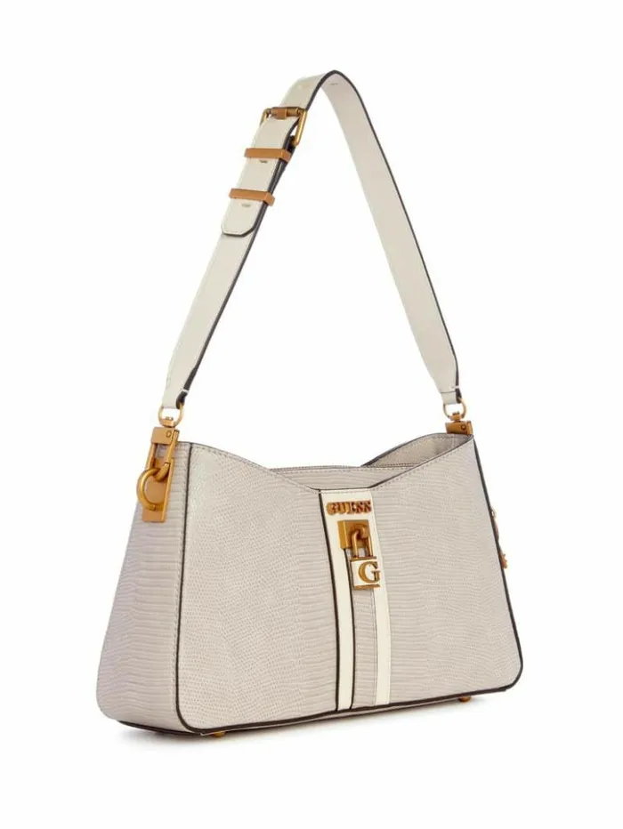 Women GUESS Handbags Ginevra Elite Shoulder Bag Taupe