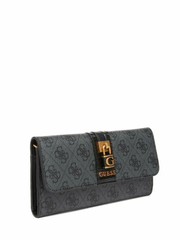 Women GUESS Handbags Ginevra Logo Clutch Wallet Cloud Wash