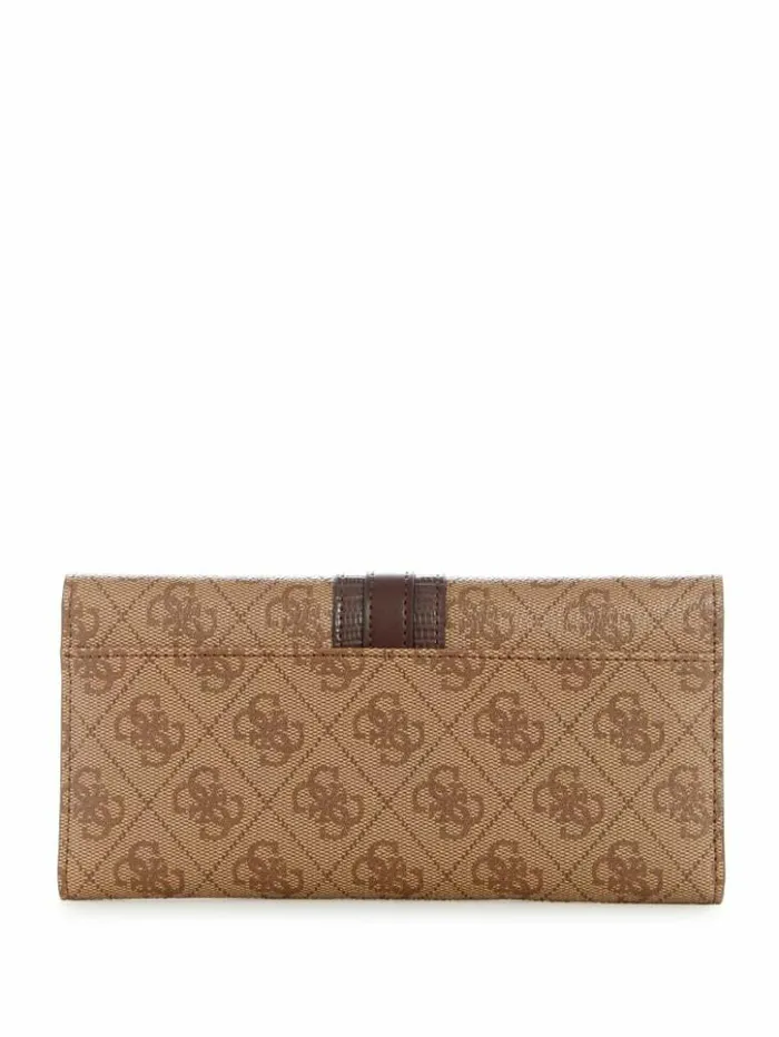 Women GUESS Handbags Ginevra Logo Clutch Wallet Latte Logo