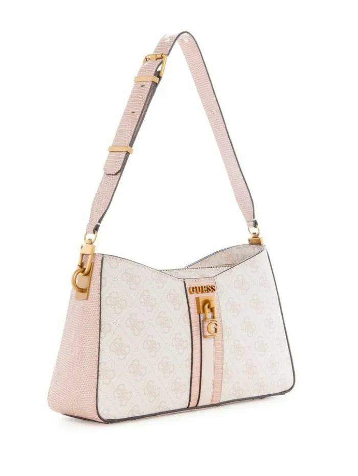 Women GUESS Handbags Ginevra Logo Elite Shoulder Bag Blush Logo