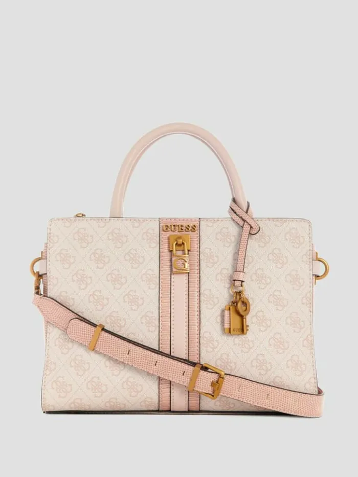 Women GUESS Handbags Ginevra Logo Elite Society Satchel Blush Logo