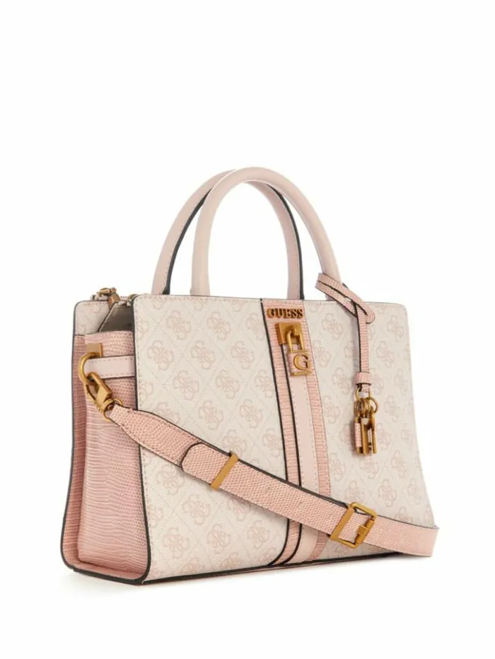 Women GUESS Handbags Ginevra Logo Elite Society Satchel Blush Logo