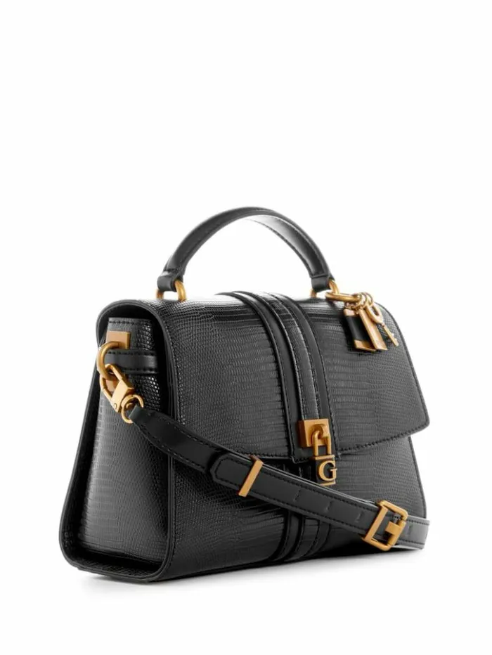 Women GUESS Handbags Ginevra Textured Top Handle Crossbody Black Floral Print Women GUESS Handbags Ginevra Textured Top Handle Crossbody Black Floral Print