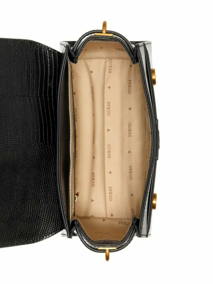 Women GUESS Handbags Ginevra Textured Top Handle Crossbody Black Floral Print Women GUESS Handbags Ginevra Textured Top Handle Crossbody Black Floral Print