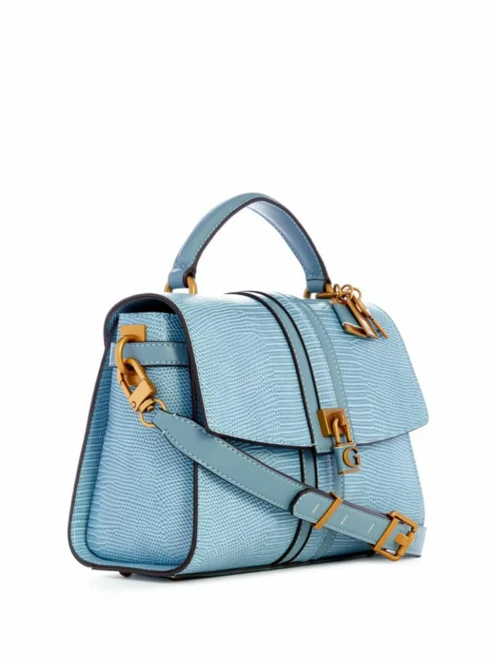 Women GUESS Handbags Ginevra Textured Top Handle Crossbody Light Denim