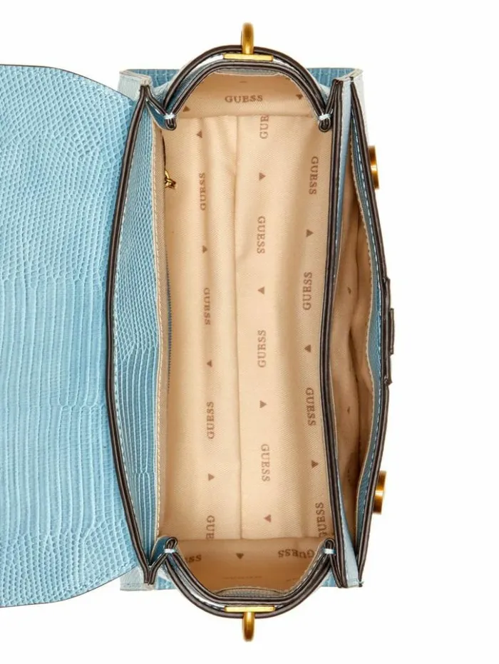Women GUESS Handbags Ginevra Textured Top Handle Crossbody Light Denim