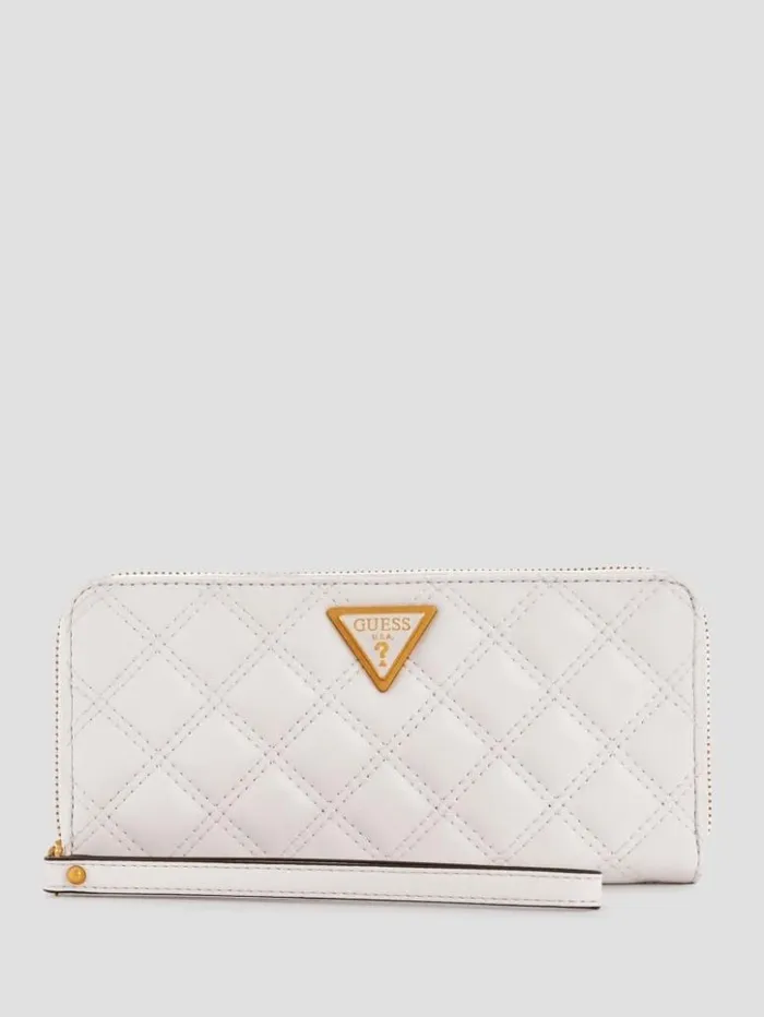 Women GUESS Handbags Giully Large ZipAround Wallet Ivory