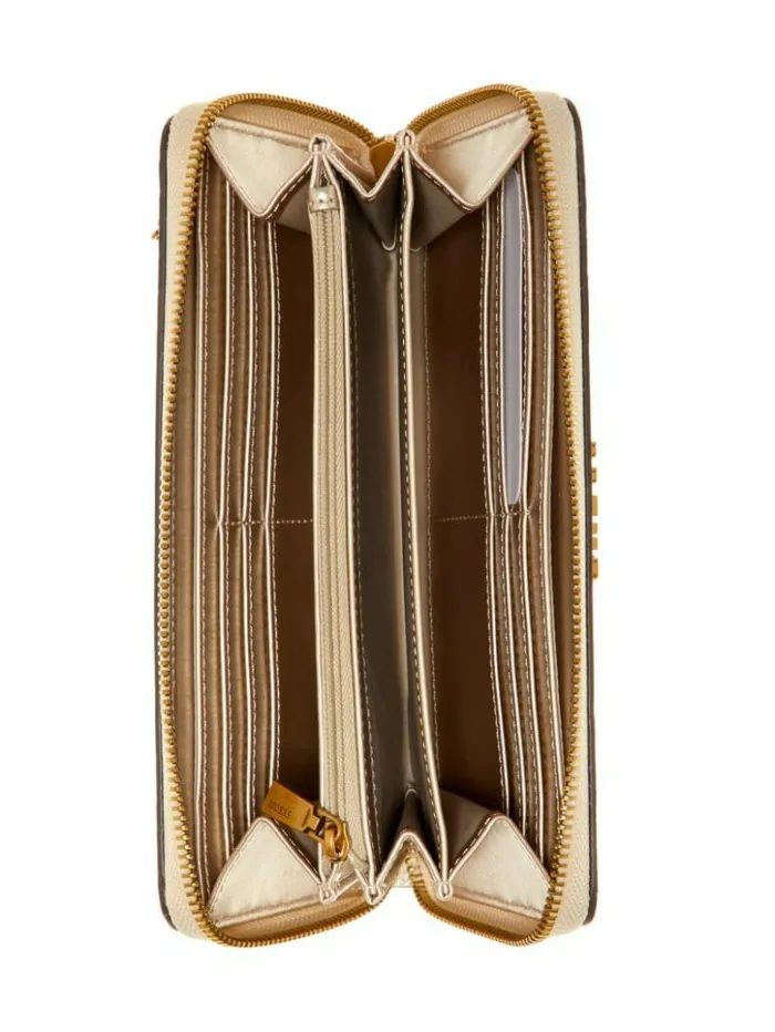 Women GUESS Handbags Giully Large ZipAround Wallet Ivory