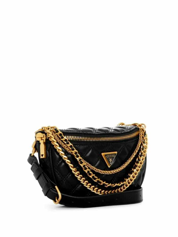 Women GUESS Handbags Giully Quilted Belt Bag Black