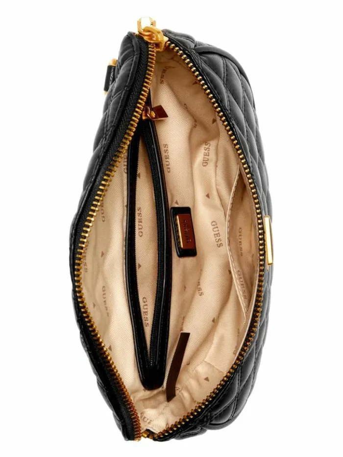 Women GUESS Handbags Giully Quilted Belt Bag Black