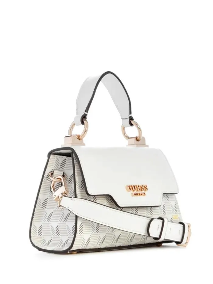Women GUESS Handbags Hallie Mini FoldOver Flap Bag Steel