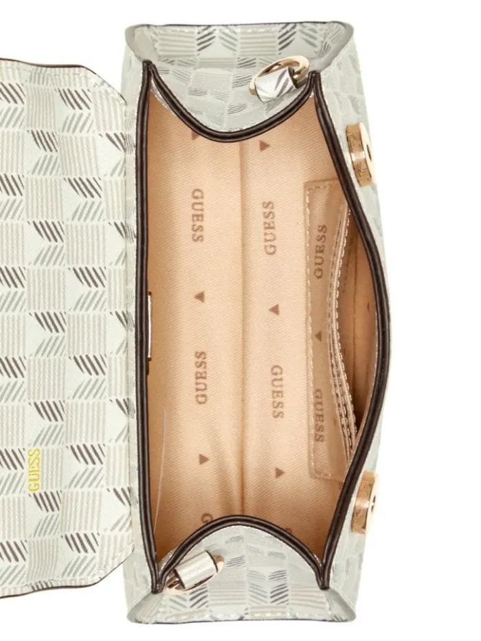 Women GUESS Handbags Hallie Mini FoldOver Flap Bag Steel